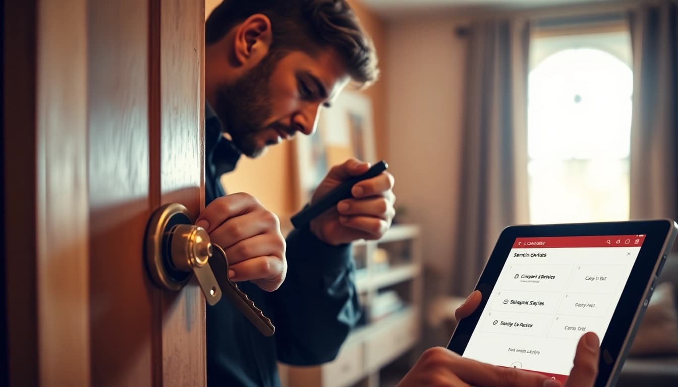 Licensed locksmith near me performing specialized services on a residential door lock.