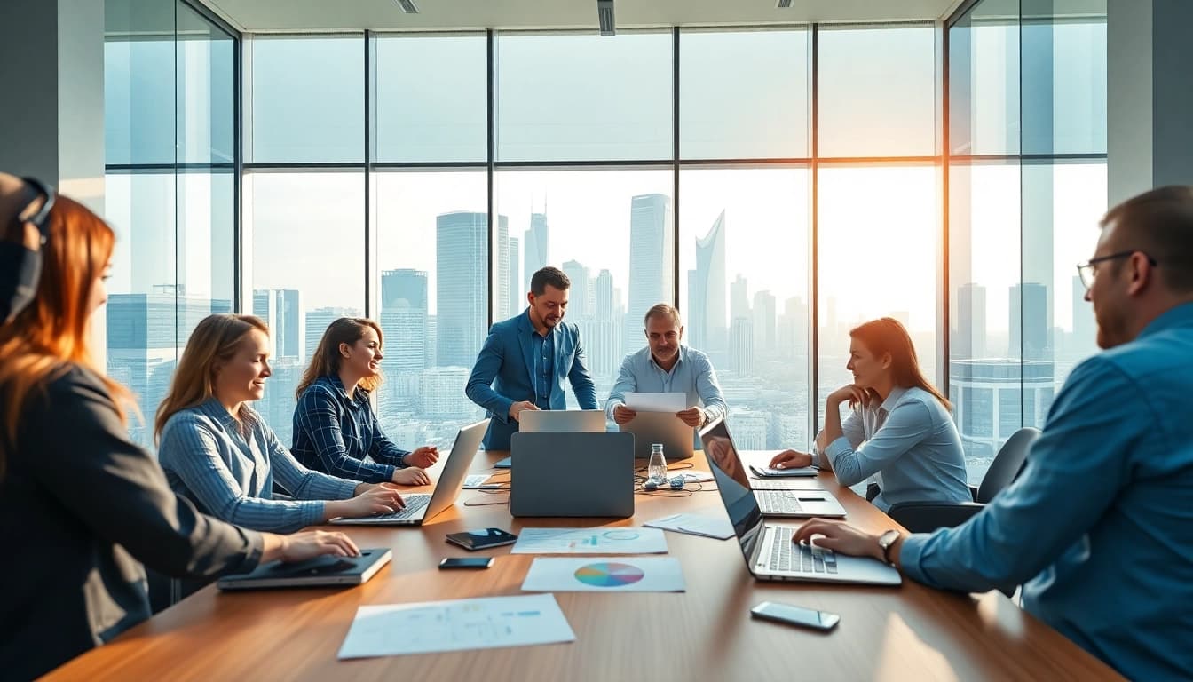 Dynamic collaboration among professionals at IT Companies in a modern office environment