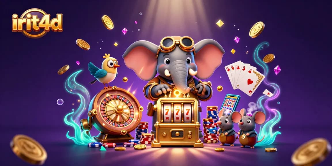 Play the exciting games at irit4d with steampunk creatures amidst golden coins and vibrant casino elements.