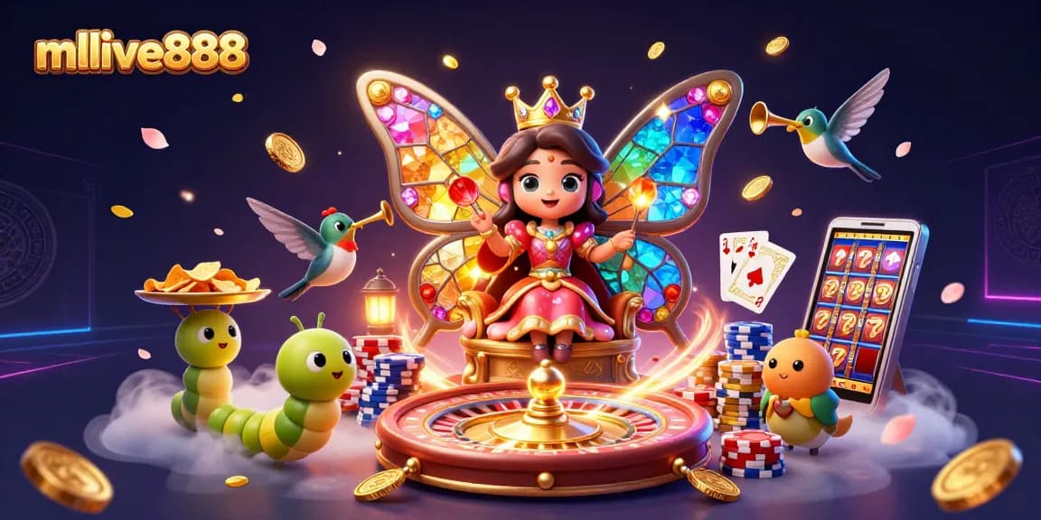 Experience the thrill of mmlive888 with vibrant 3D casino characters immersed in a rich gaming environment.