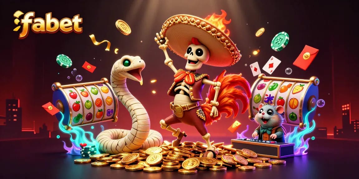 Experience exciting gameplay with fabet as a skeleton mariachi and friends celebrate wins in a vibrant casino scene.