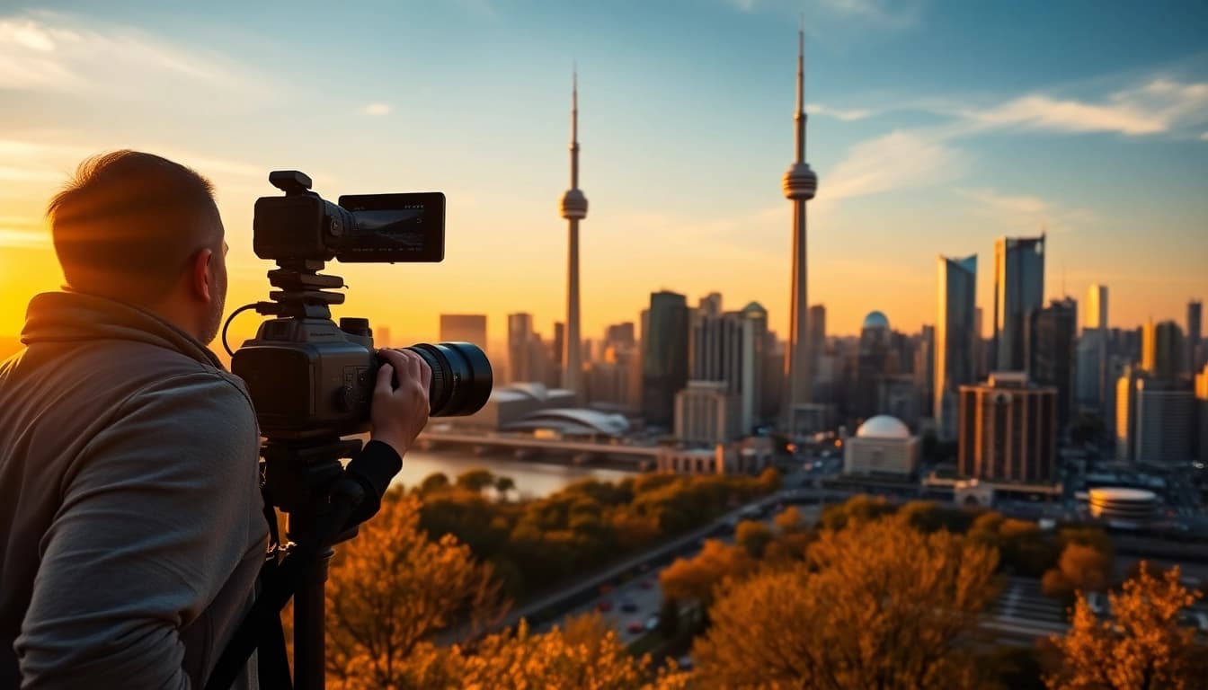 Engaging Toronto videography featuring a videographer capturing the city skyline.
