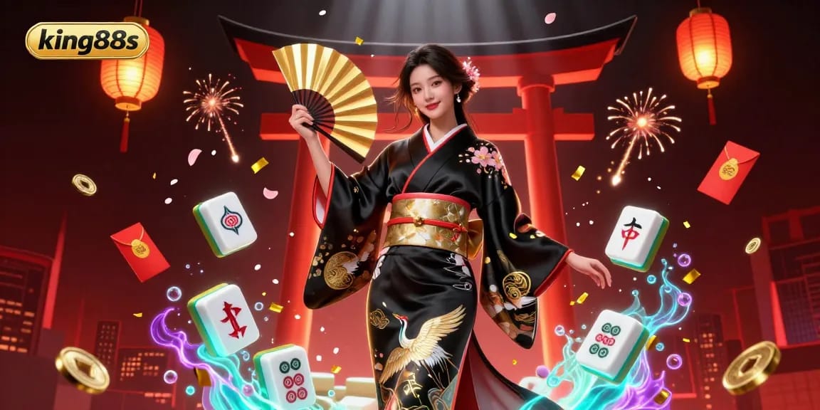 Experience stunning visuals at king88s with a vibrant Asian casino scene filled with mahjong and festive elements.