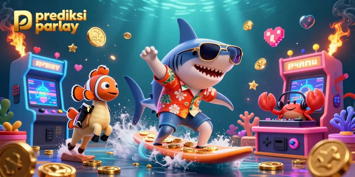 Engage with prediksi parlay strategies while enjoying the vibrant 3D illustration of characters and casino elements.