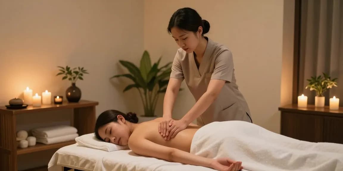 마사지 받는 고객과 편안한 스웨디시 마사지 환경