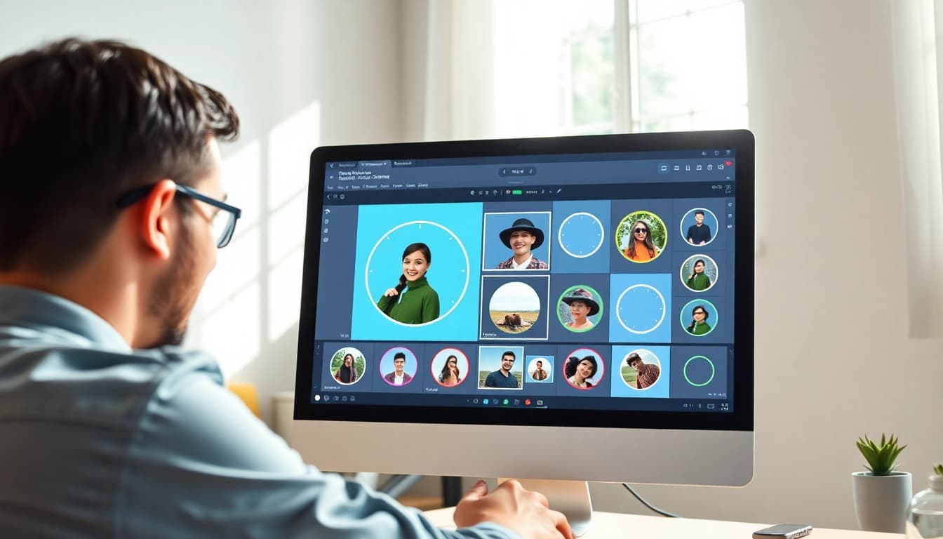Circle photo cropping tool showcased on a vibrant editing interface, depicting user-friendly design and creativity.