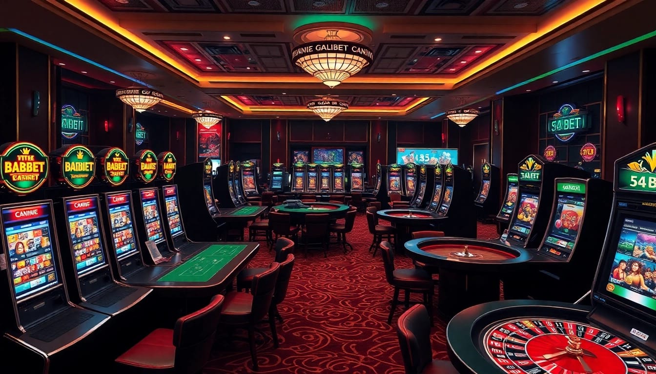 Engage in thrilling online betting at 54BET with vibrant casino tables and dynamic gaming atmosphere.