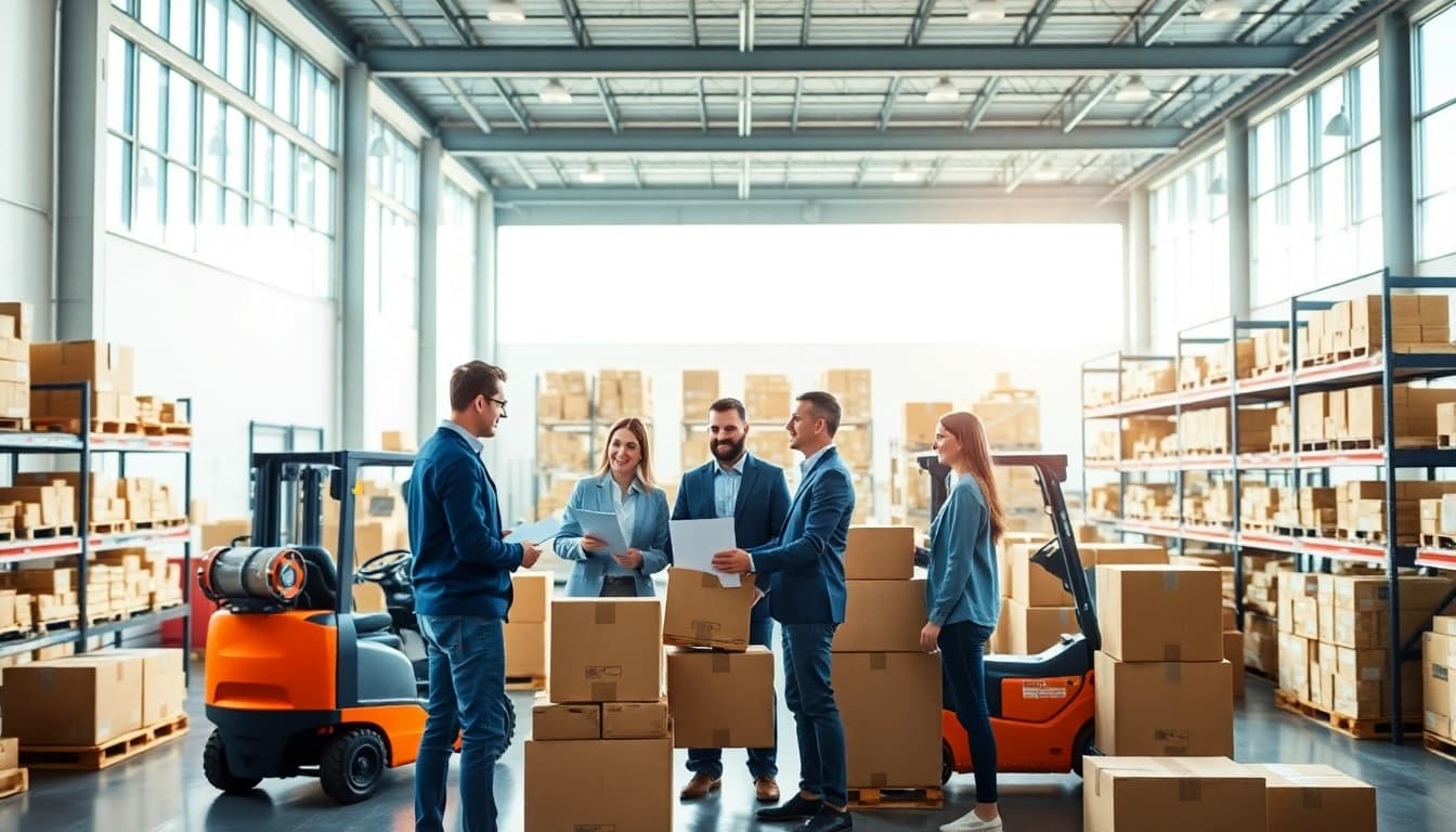 Streamlined 3PL logistics team optimizing warehouse operations with modern technology.