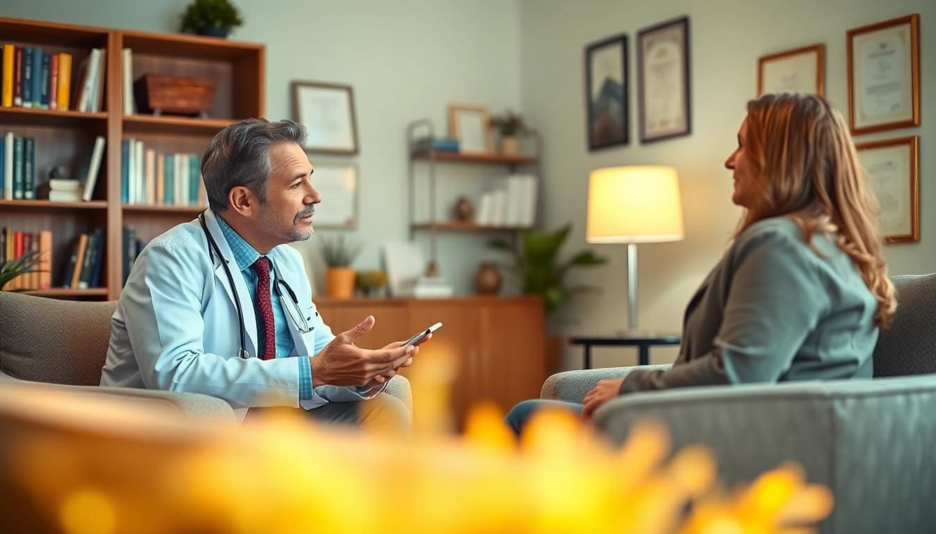 Professional psychiatrist discussing options with a patient, highlighting affordable psychiatrist in dubai support.