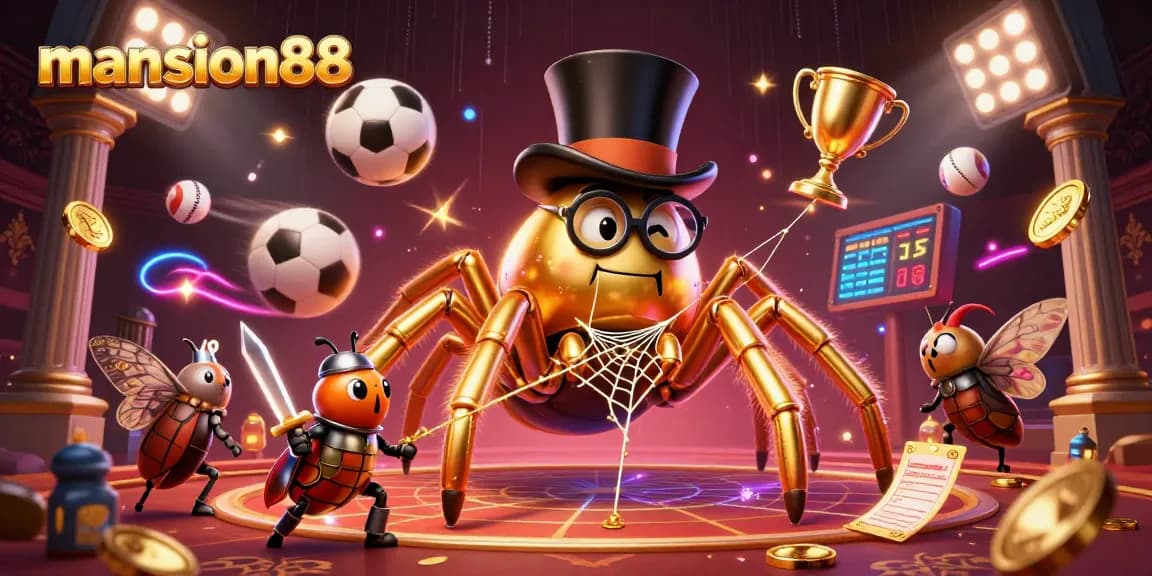 Experience excitement with mansion88 in this vibrant casino illustration featuring dynamic sports elements.