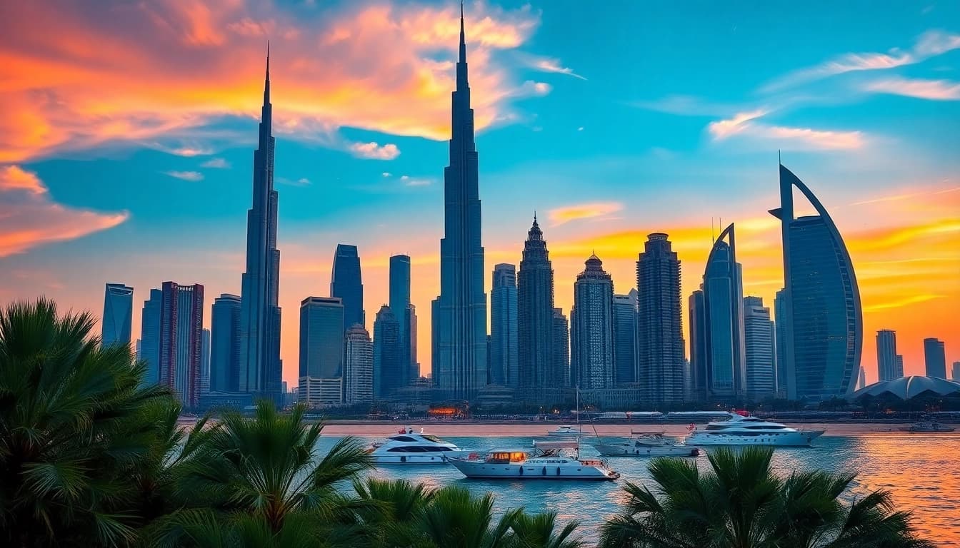 Stunning Dubai City Guide image highlighting the skyline views of iconic landmarks.