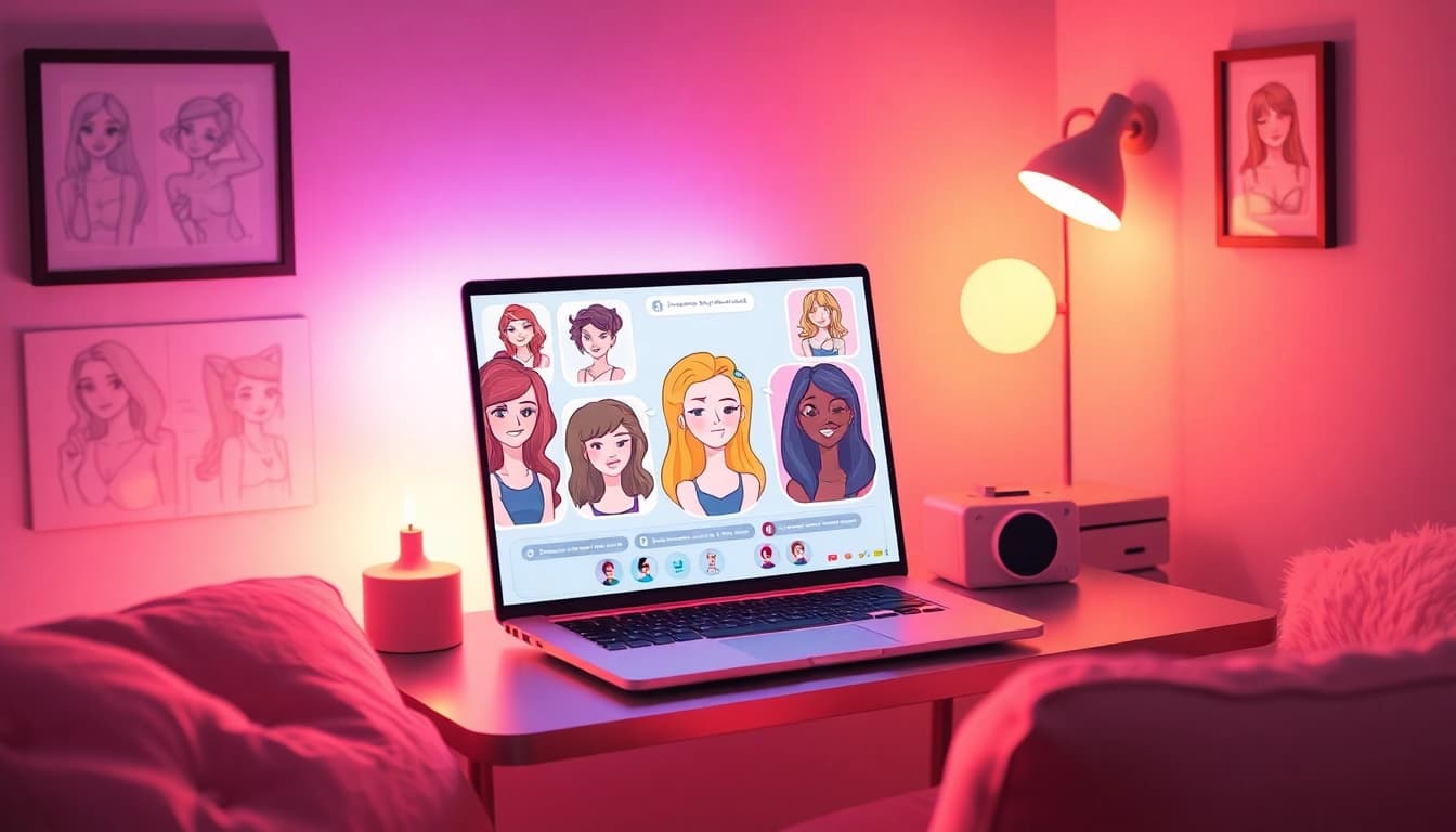 Engaging digital chat with vibrant characters showcasing nsfw ai interactions in a cozy setting.