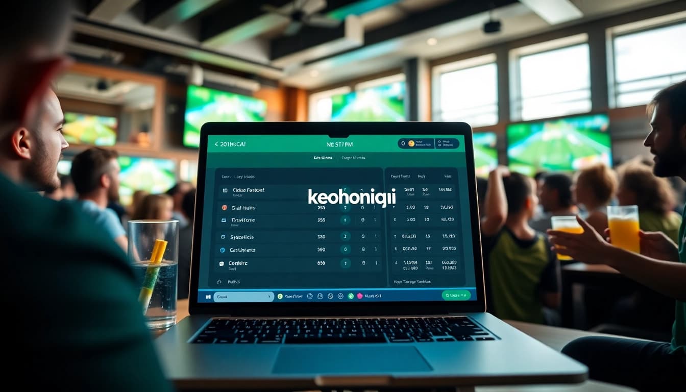 Live betting interface highlighting keonhacai odds with an excited sports crowd.