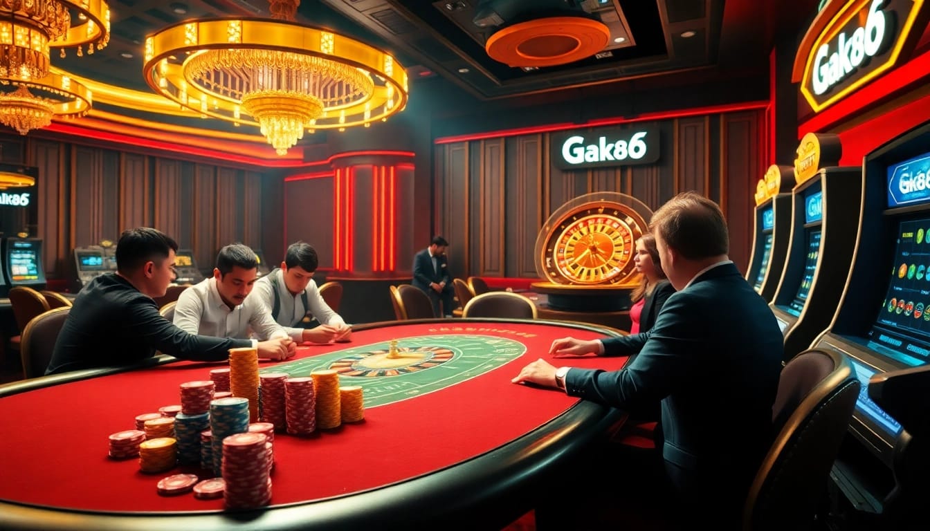 Engaging scene featuring a poker game in a luxurious casino setting showcasing the Gk88 excitement.
