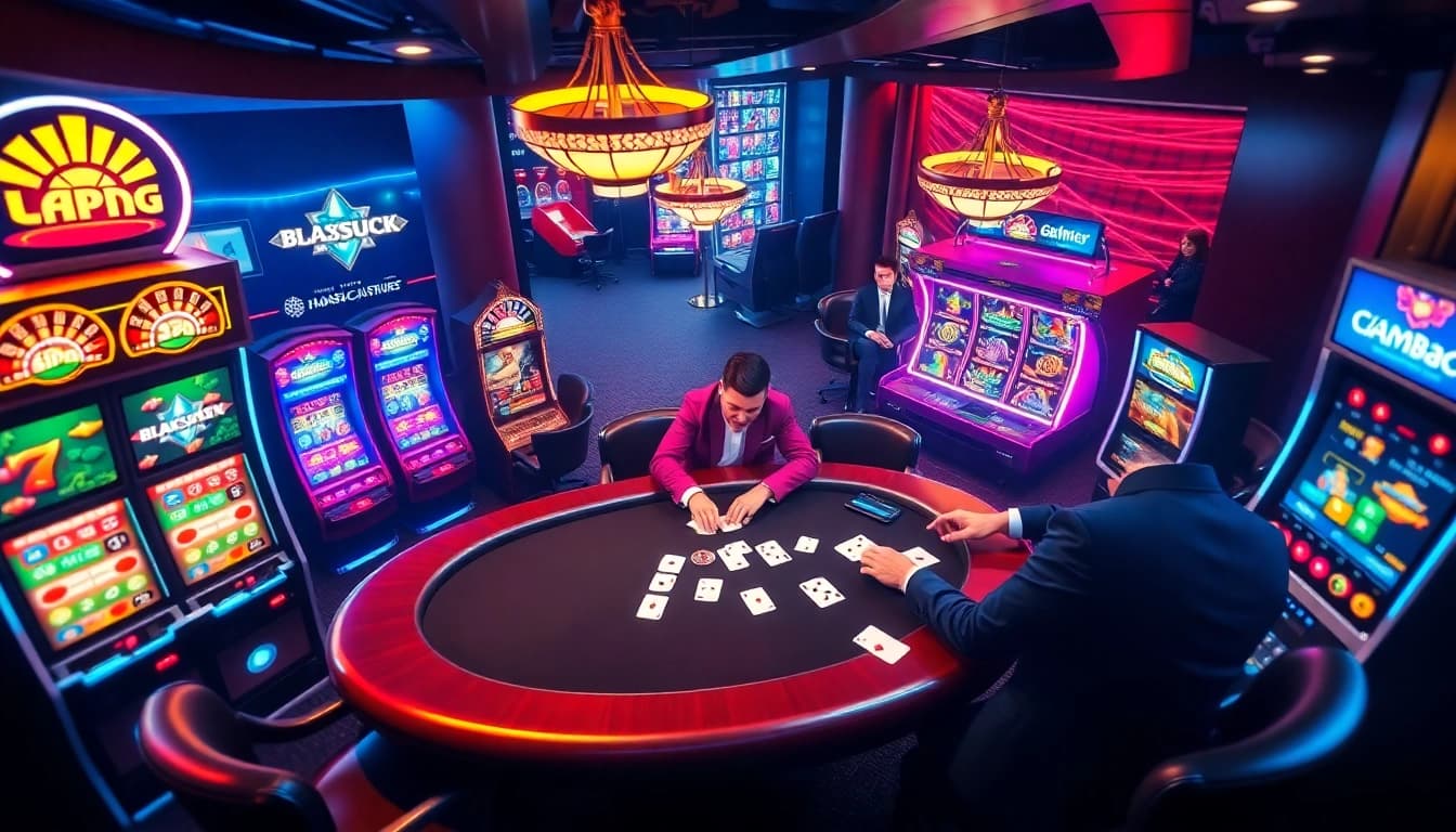 Découvrez l'atmosphère palpitante des casinos en ligne avec des joueurs professionnels à une table de poker à enjeux élevés.