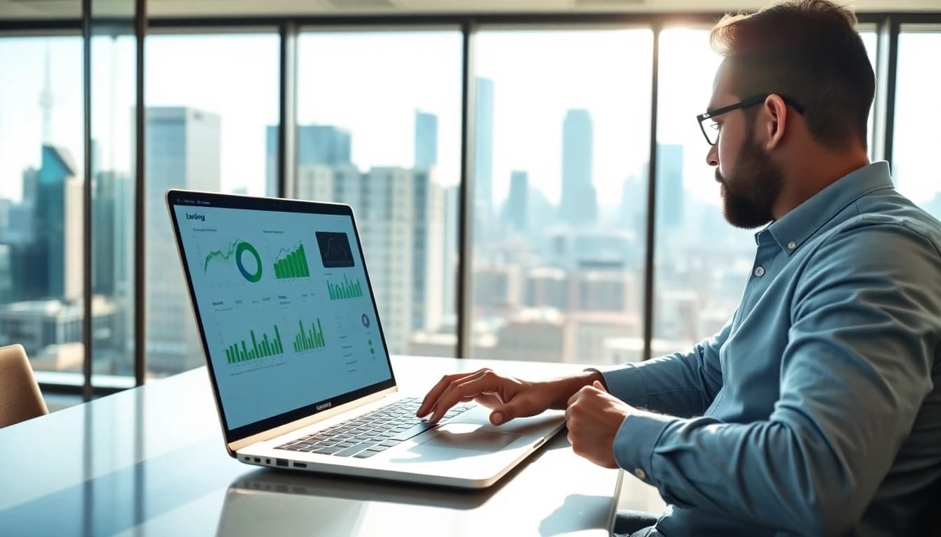 Analyze seo for gemini strategies using data analytics in a vibrant office.