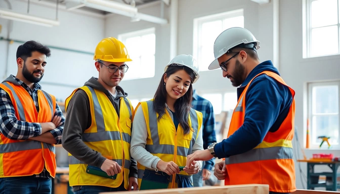 Students participating in hands-on training at an abc trade school, showcasing teamwork and learning.