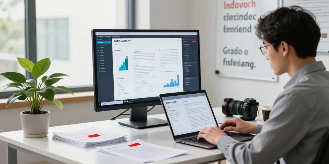 Detect PDF fraud using advanced AI technology in a modern office setting.