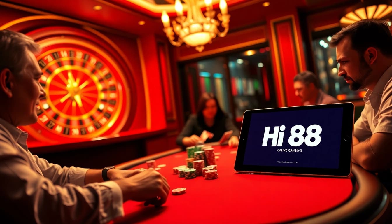 Hi 88 poker players at an exciting Texas Hold'em table showcasing precision and strategy.