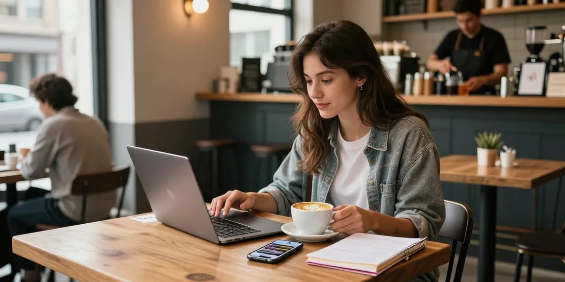 Die besten Seiten für den Kauf von Instagram-Likes in einer urbanen Café-Szene