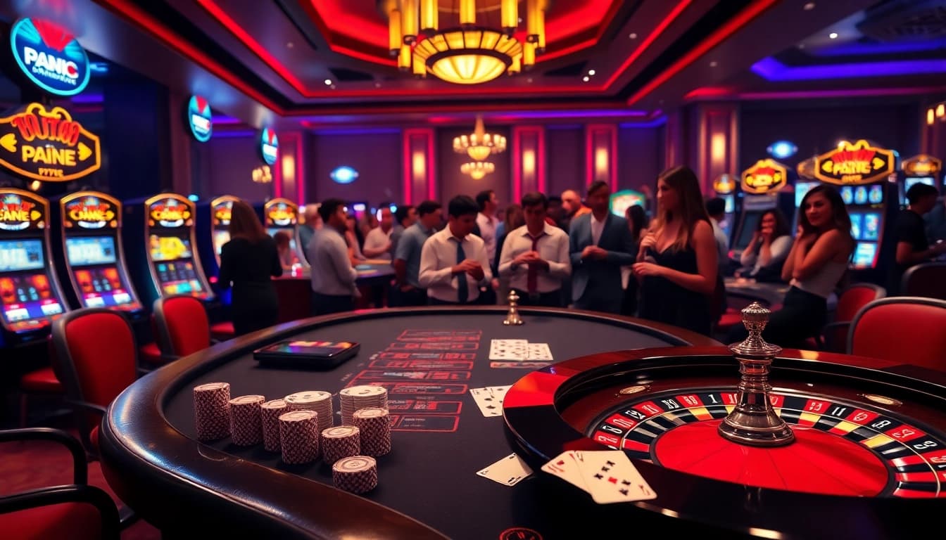 Experience a thrilling gaming session at F168 with poker chips and roulette wheels in an elegant casino.