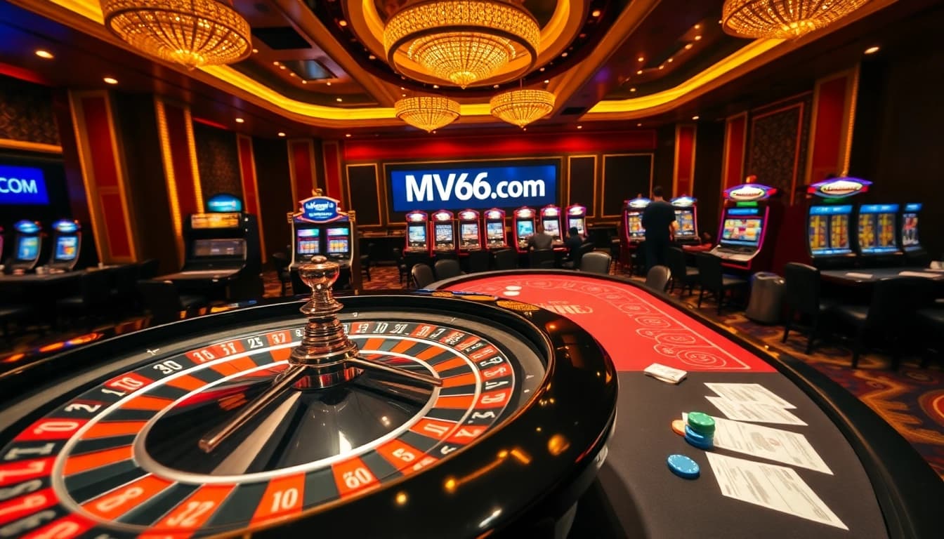 Experience the excitement of gambling at MV66.com with vibrant casino tables and thrilling games.
