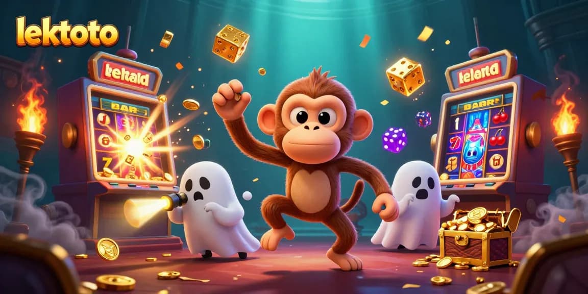 Experience lektoto action with a ghostly monkey juggling casino gold in a haunted setting