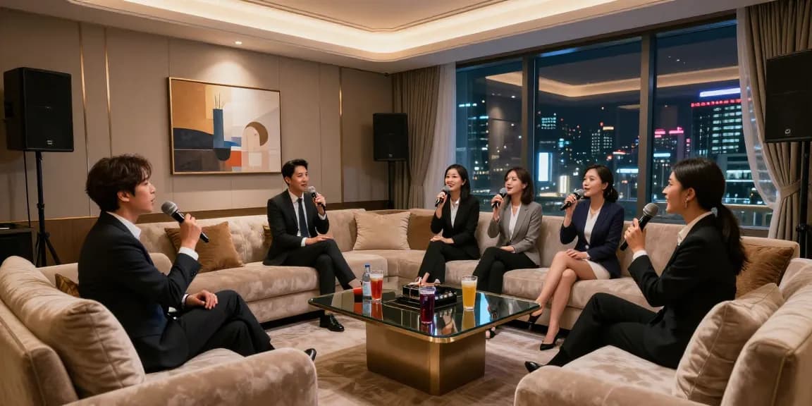 강남구구단에서 고급스러운 프라이빗 룸에서 비즈니스 미팅을 즐기는 모습