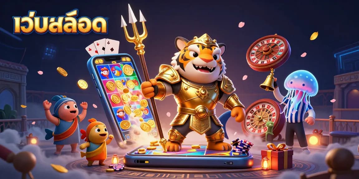 Engage in เว็บสล็อต adventures with a tiger shark champion in an underwater slot game arena.