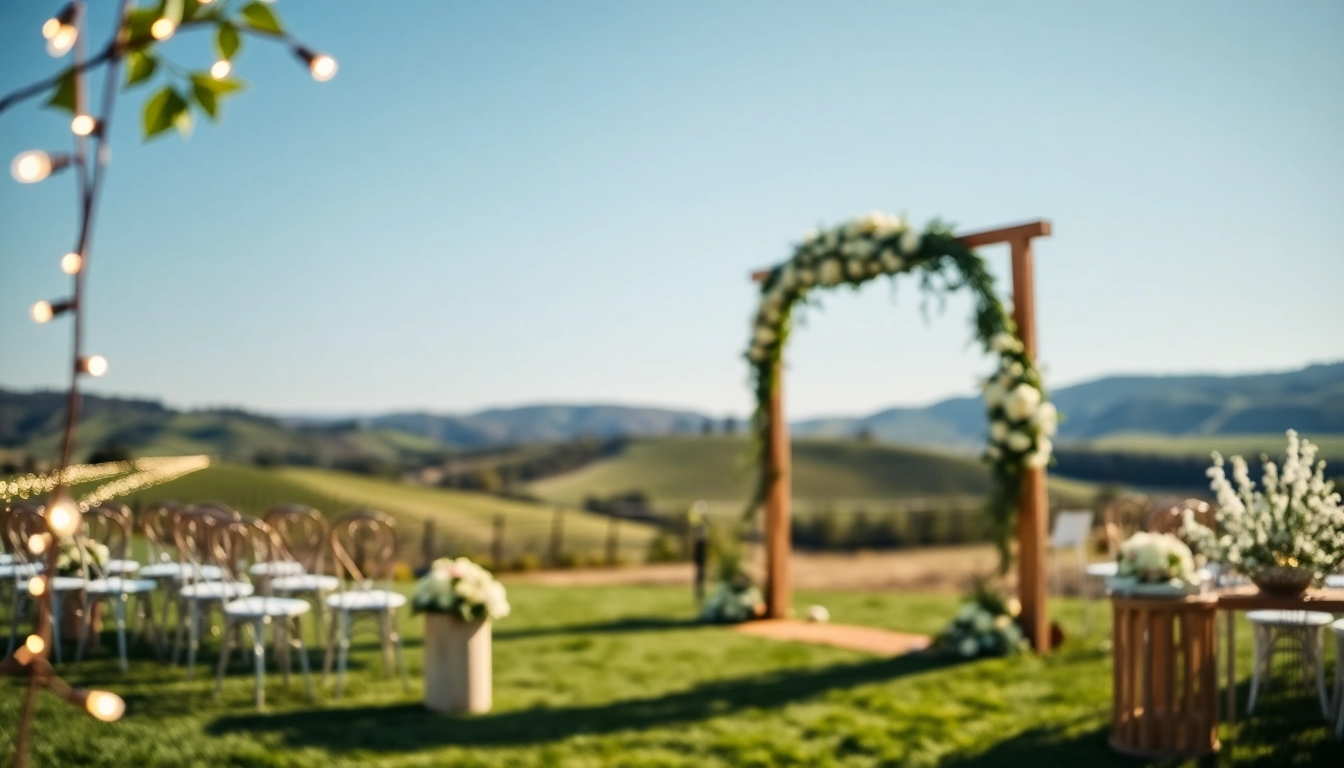 Stunning Clarksburg Wedding Venues with elegant outdoor decorations and beautiful scenery.