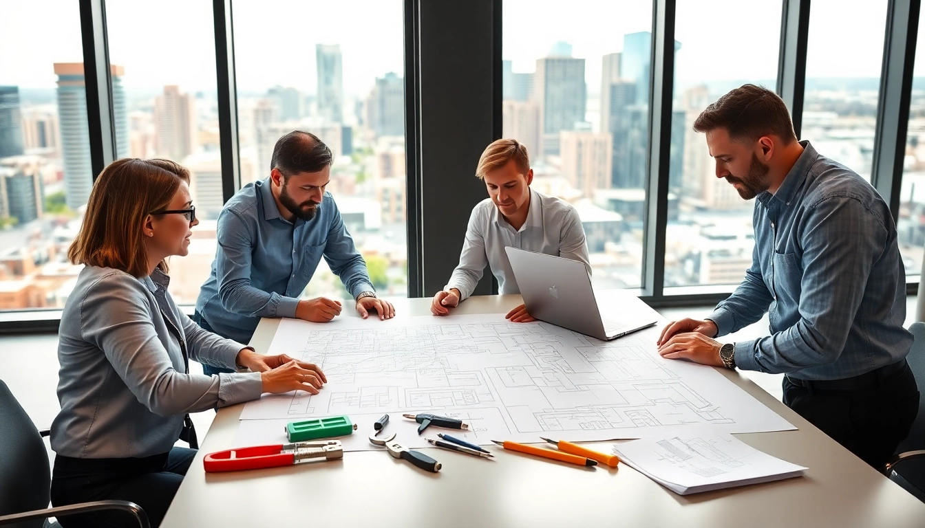 Construction professionals collaborating in a modern Denver office, highlighting the construction association denver.