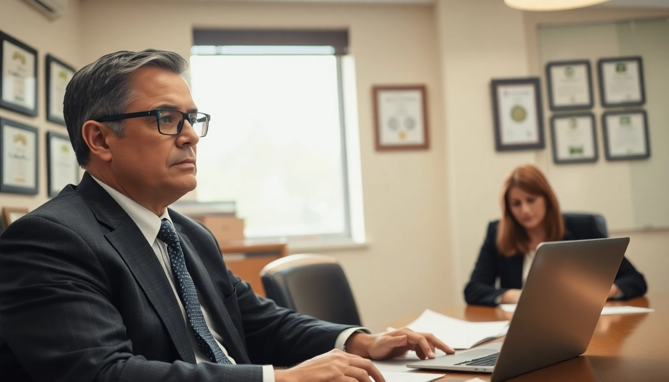 Clearwater truck accident attorney advising a client in an office setting.