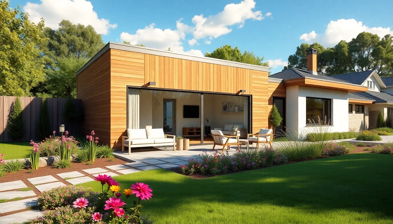 Canton Attached ADU featuring modern architecture surrounded by vibrant landscaping.