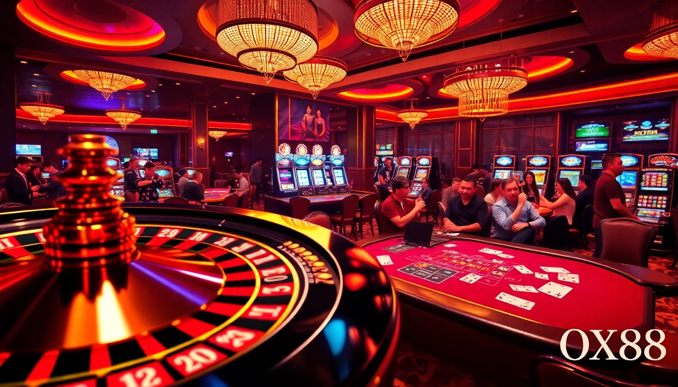 Experience thrilling gaming at Trang chủ XX88 with an exciting roulette wheel and eager players.