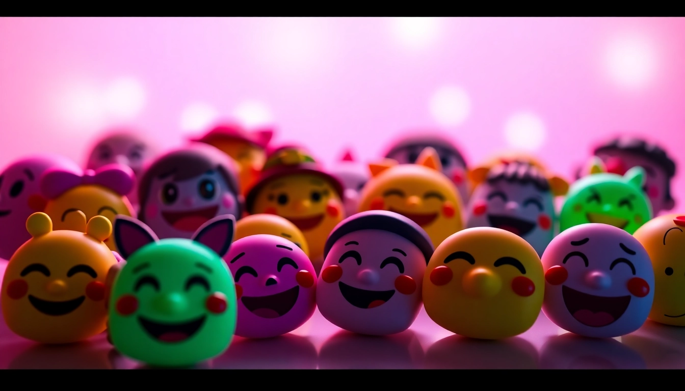 Engaging collection of TikTok emojis arranged playfully in a vibrant digital space.