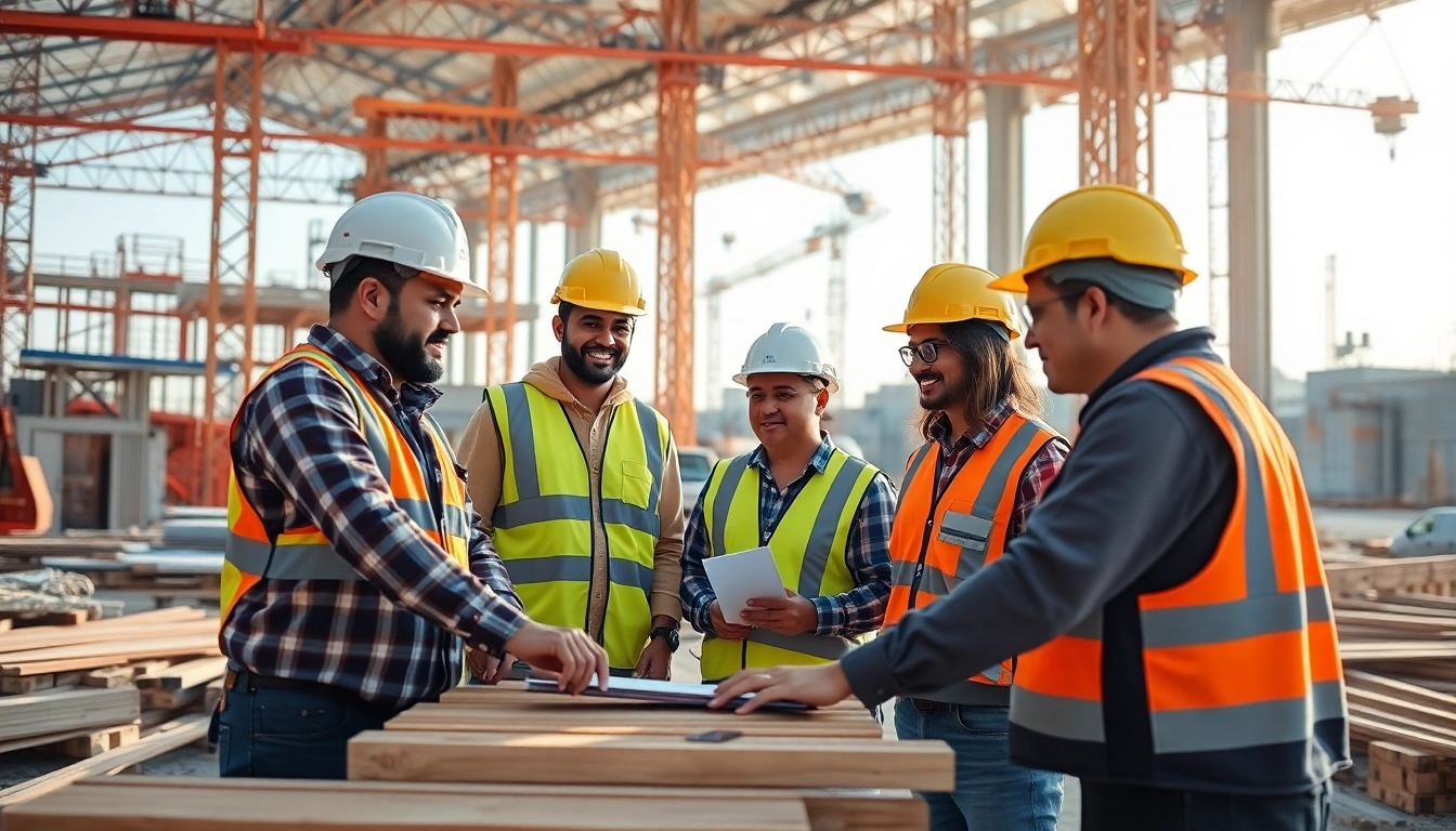 Showcasing construction workforce development as diverse workers engage in hands-on training on-site.