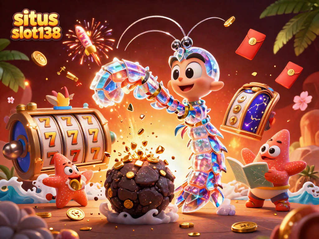 Situs slot138 spins into action with a vibrant 3D illustration of a samurai mantis shrimp amidst jackpot thrills.