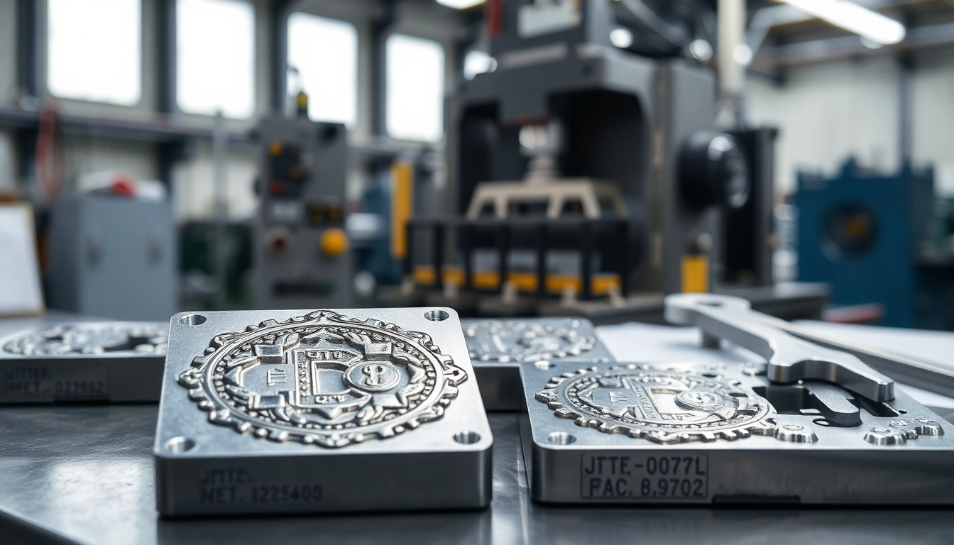 Stamping die showcased in a professional industrial setting, highlighting intricate details and craftsmanship.