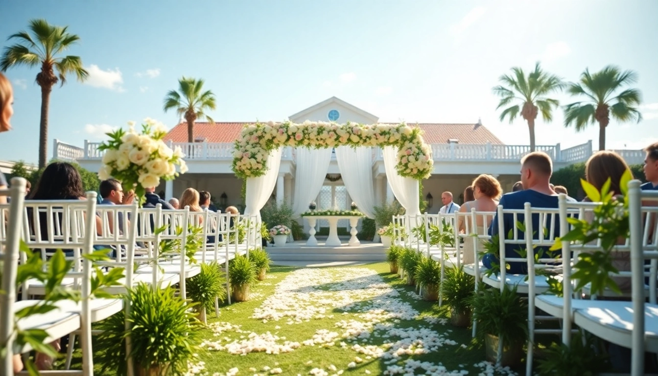 Beautiful setup at a Jacksonville Wedding Venue with floral decorations and scenic background.