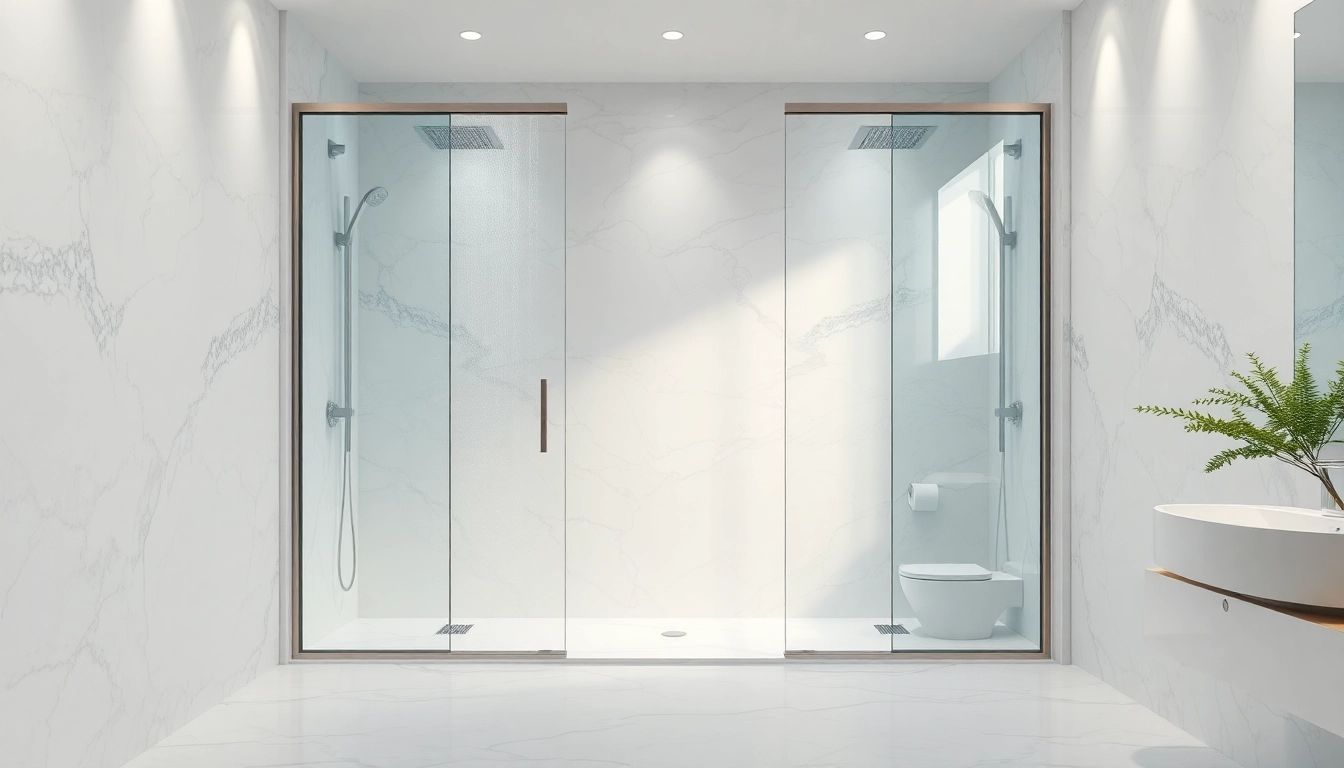 Experience elegant showers in a modern bathroom showcasing luxury and tranquility.