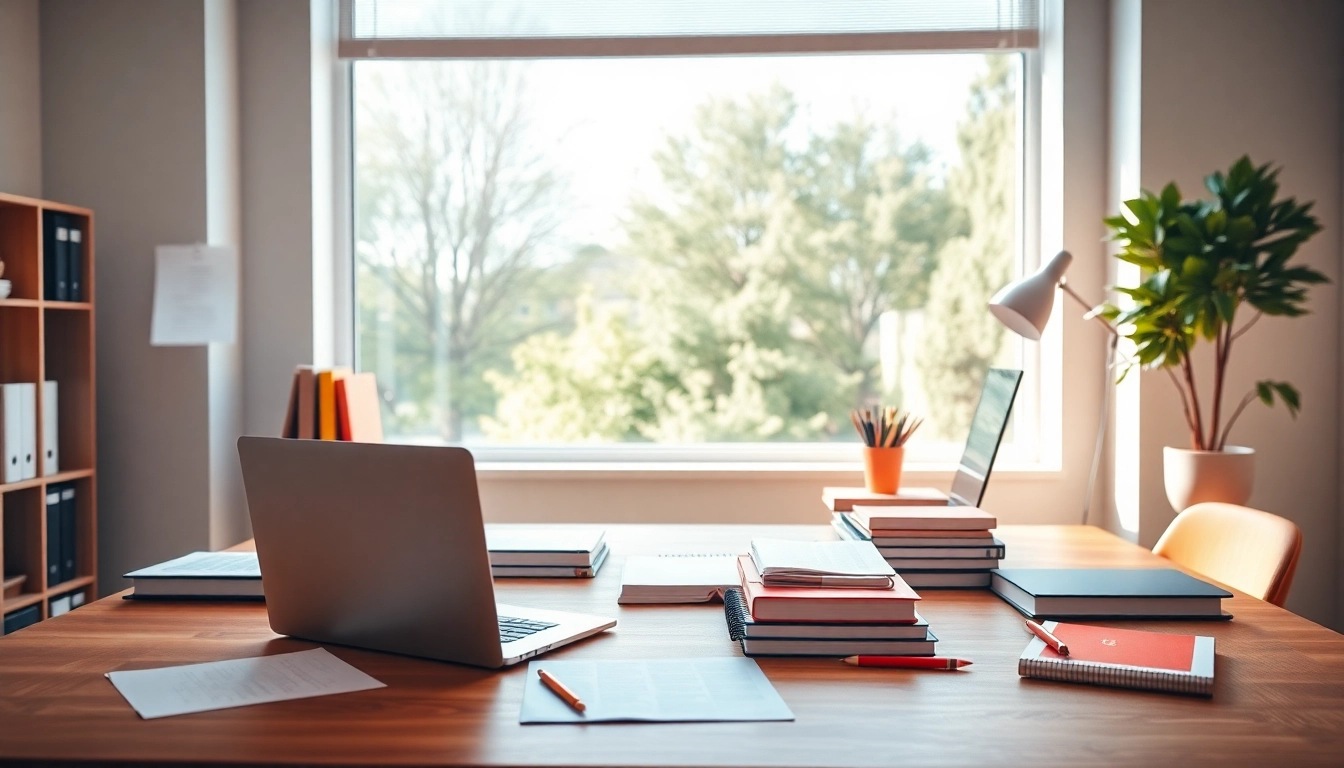 Engaging study environment for CompTIA exam assistance with a laptop and study materials.
