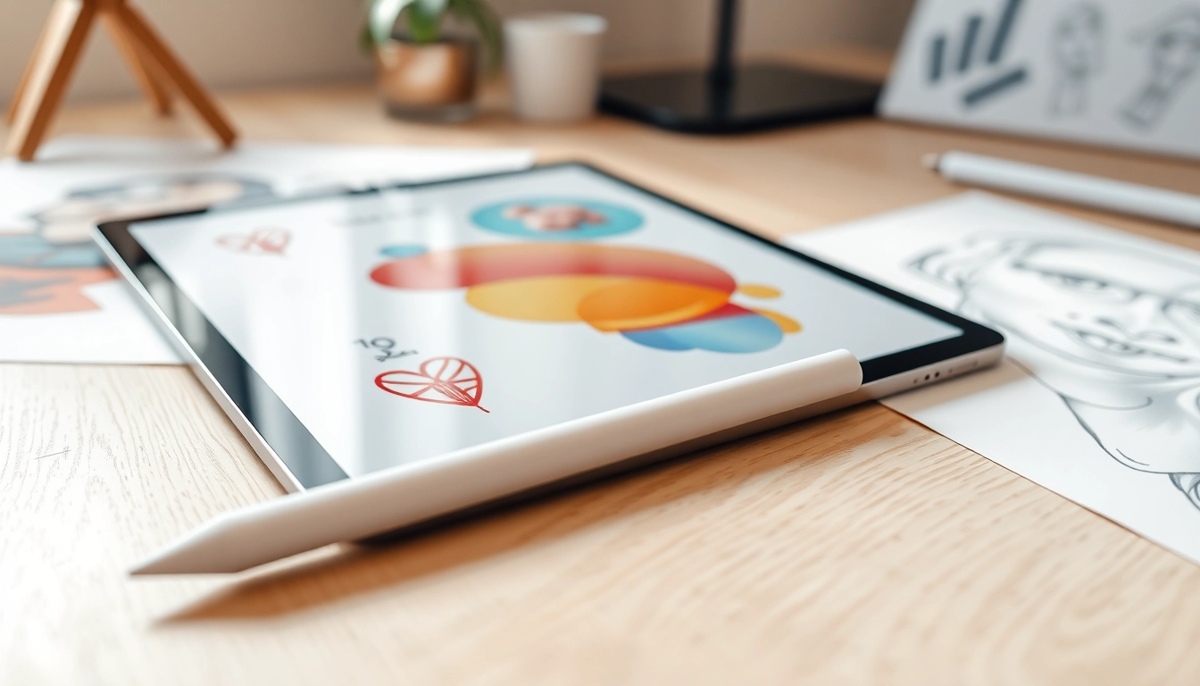 Usando Apple Pencil Pro para crear arte digital en tablet.