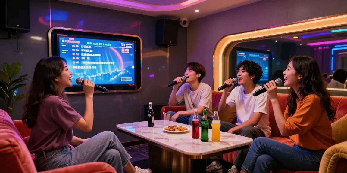 강남 디저트에서 즐거운 친구들과 함께 노래 부르는 모습