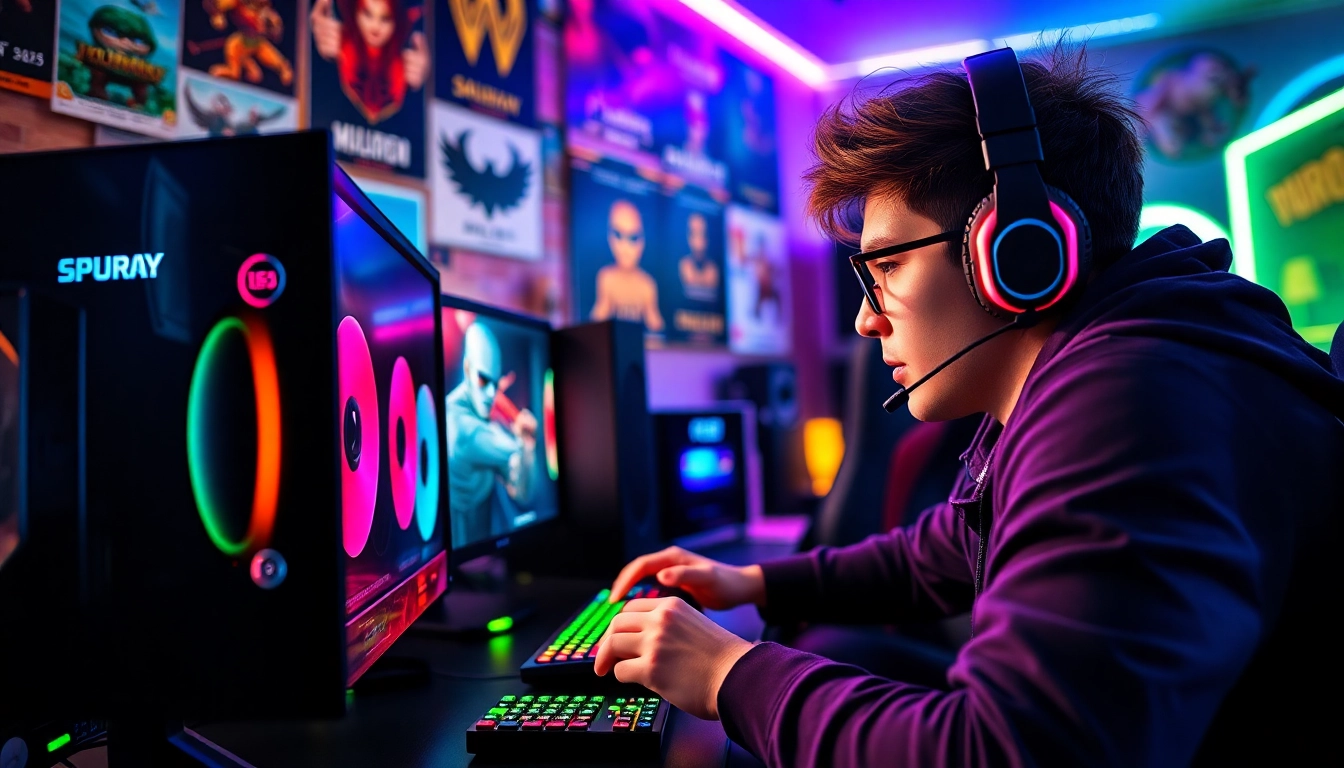 79king gamer immersed in action, highlighting competitive spirit and vibrant gaming setup.
