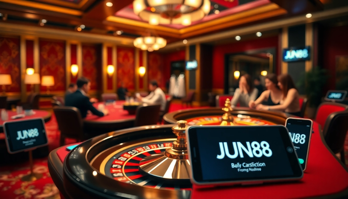 Engaging in online gambling strategies with JUN88 đăng nhập at a luxurious casino.