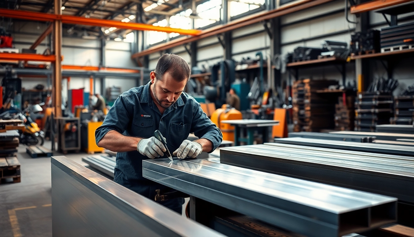 Discover local steel fabricators near me working on precise steel fabrication in a workshop.