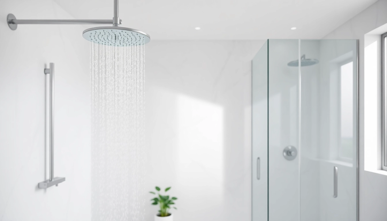 Elegant showers showcased in a contemporary bathroom with sleek designs and soothing ambiance.
