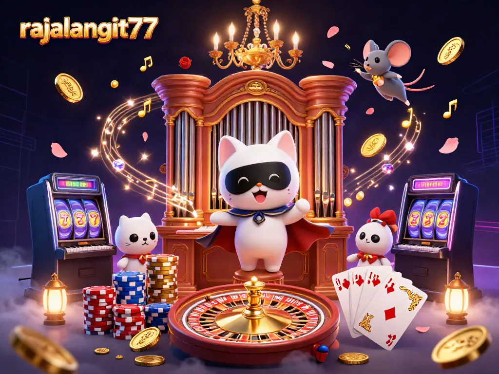 Menggandakan kemenangan dengan rajalangit77, ilustrasi kasino digital penuh warna dan detail.