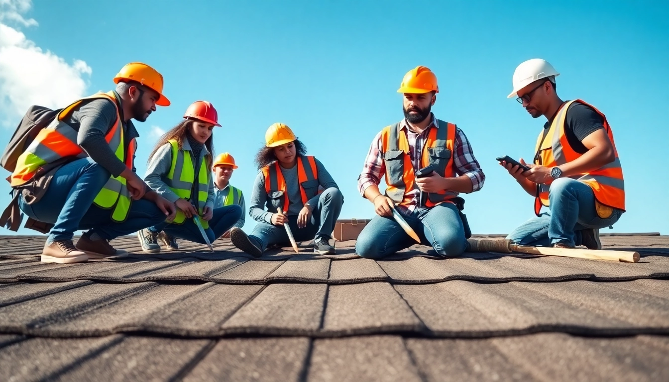 Engaging roofing apprenticeship scene highlighting hands-on training and teamwork.