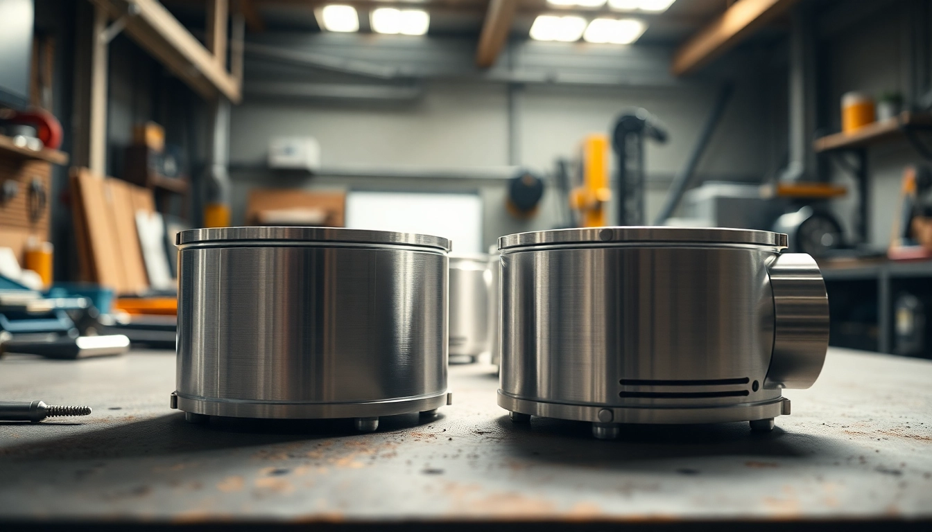 Showcasing aluminum prototypes on a workbench with precise detailing and craftsmanship.